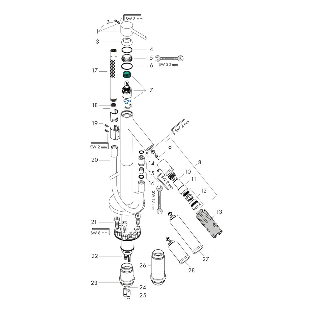 Hansgrohe AXOR Starck Einhebel-Wannenmischer bodenstehend, 18l/min, Pin-Griff, Poli... HANSGROHE-10456990 4011097848723 (Abb. 2)