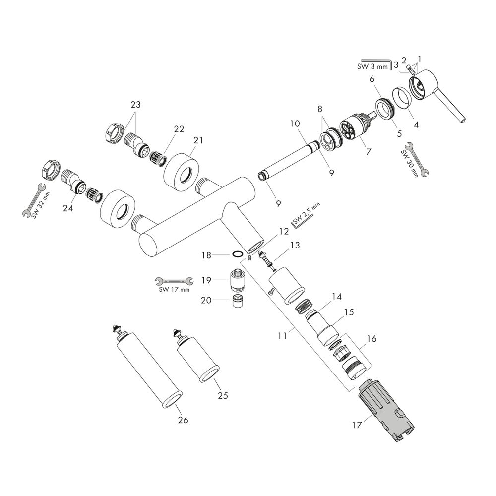 Hansgrohe AXOR Starck Einhebel-Wannenmischer Aufputz, 18l/min, Hebelgriff, Chrom... HANSGROHE-10465000 4011097815855 (Abb. 2)