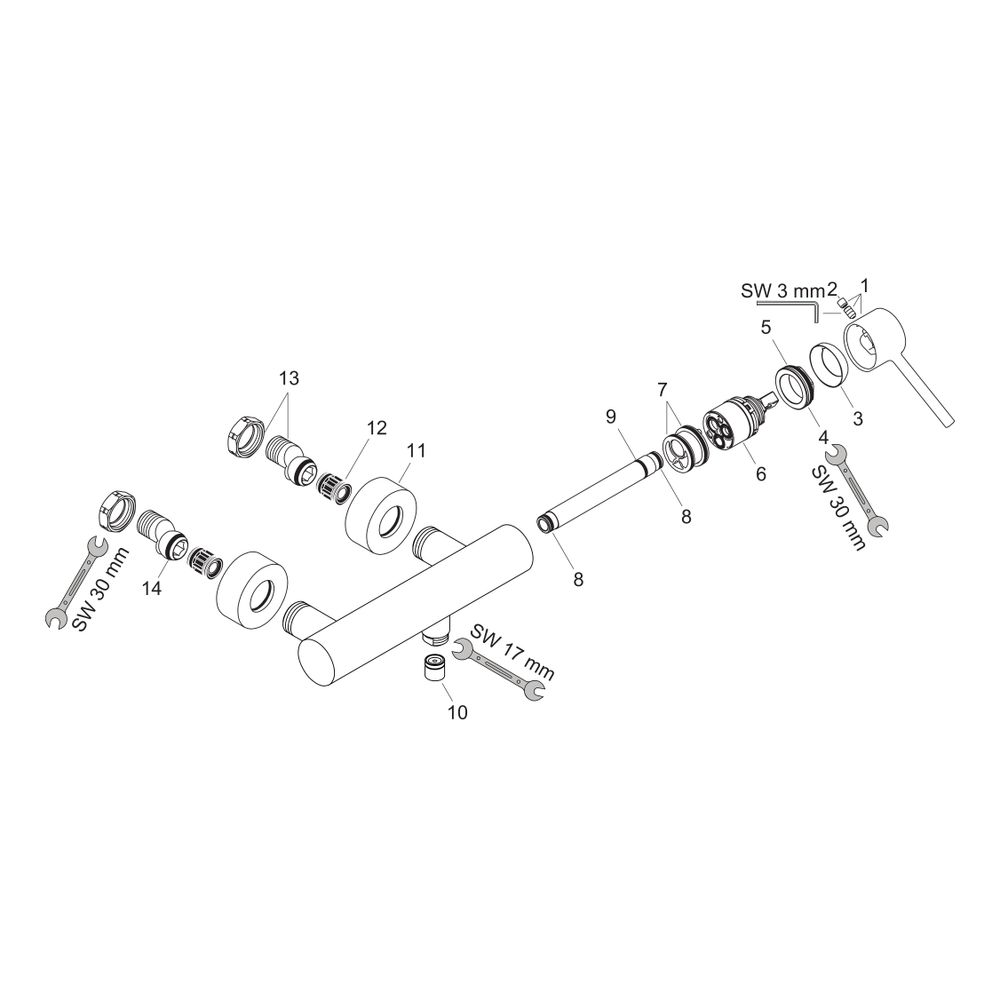 Hansgrohe AXOR Starck Einhebel-Brausemischer Aufputz, 28l/min, Pin-Griff, Chrom... HANSGROHE-10611000 4011097436883 (Abb. 2)