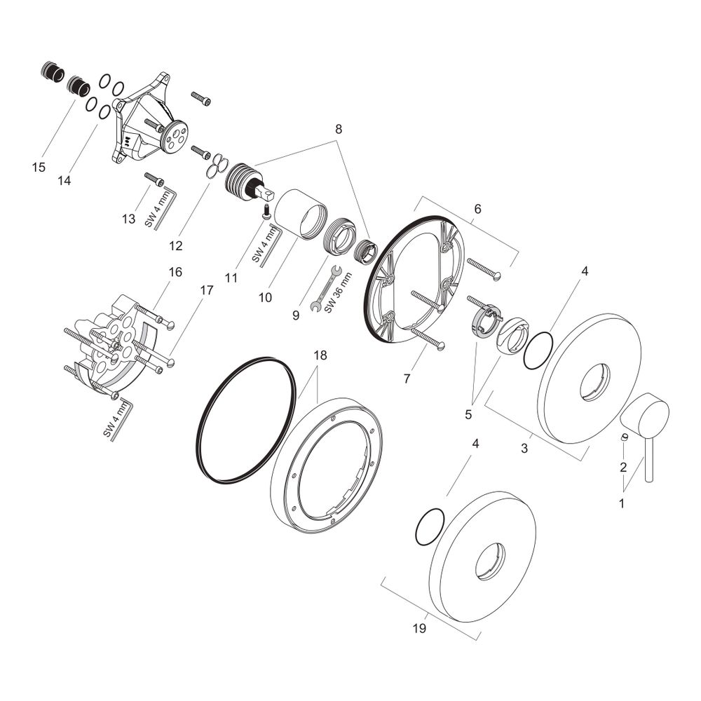 Hansgrohe AXOR Starck Einhebel-Brausemischer Unterputz, 29l/min, Pin-Griff, Brushed... HANSGROHE-10616340 4011097861852 (Abb. 2)