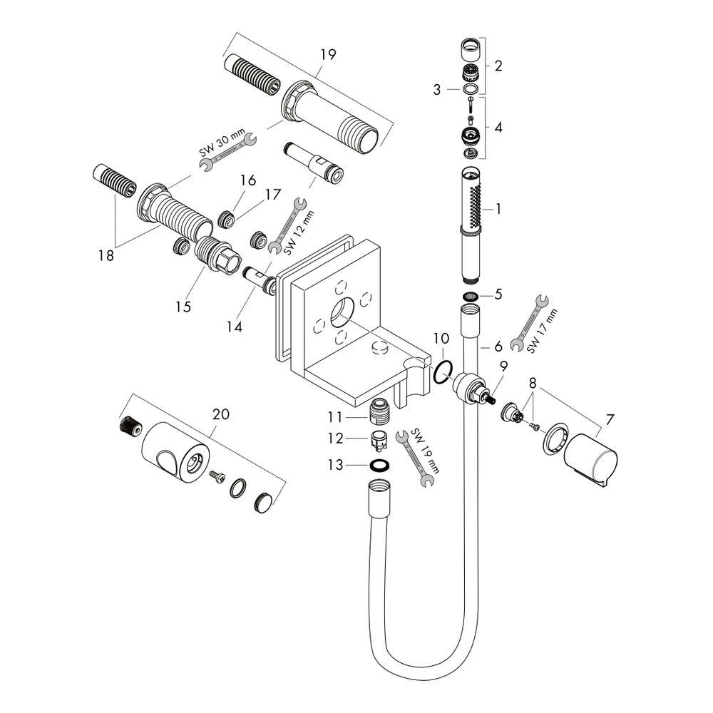 Hansgrohe AXOR ShowerSolutions Handbrausemodul 120x120mm, Unterputz, 14,5l/min, eck... HANSGROHE-10651000 4011097594293 (Abb. 3)