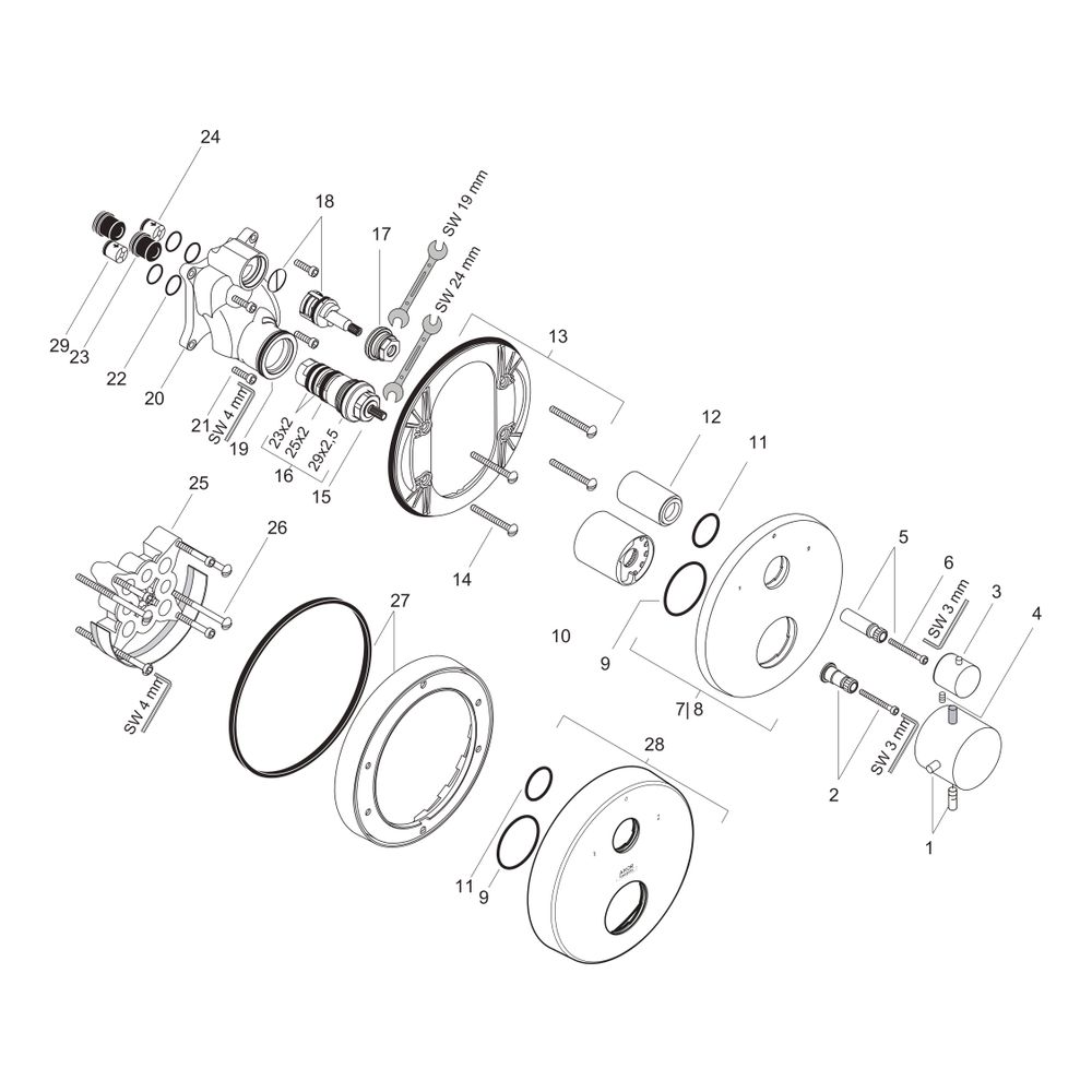 Hansgrohe AXOR Starck Thermostat Unterputz, 29l/min, Ab- und Umstellventil, Chrom... HANSGROHE-10720000 4011097338101 (Abb. 3)