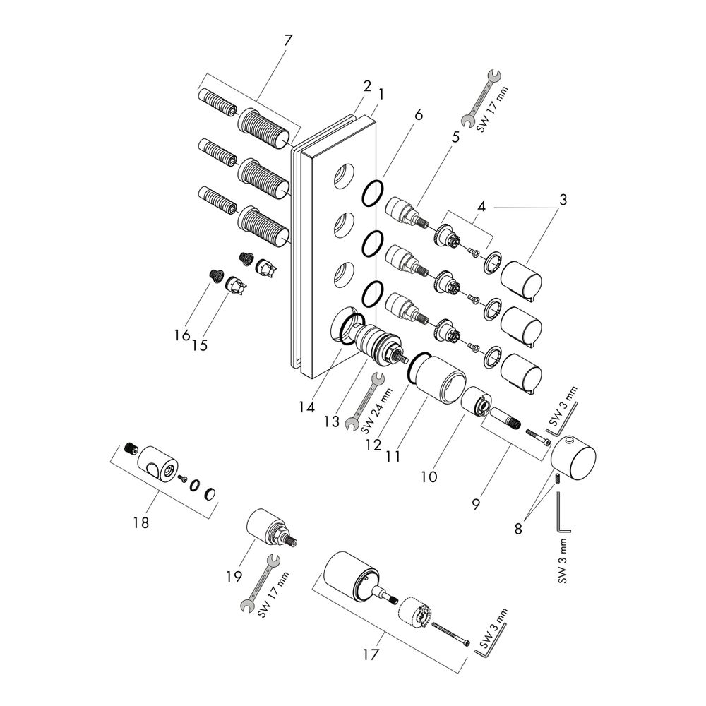 Hansgrohe AXOR ShowerSolutions Thermostatmodul 360x120mm, Unterputz, 59l/min, eckig... HANSGROHE-10751000 4011097593760 (Abb. 3)