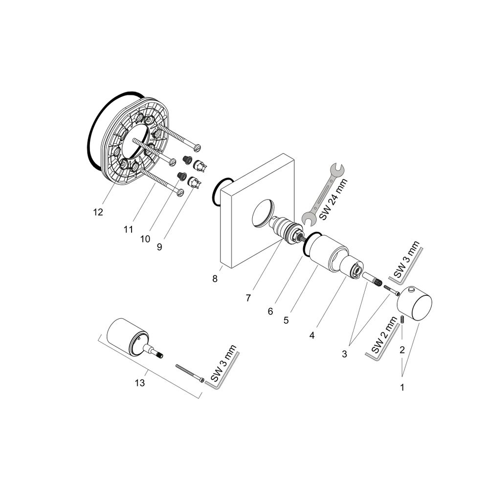 Hansgrohe AXOR ShowerSolutions Thermostatmodul 120x120mm, Unterputz, 59l/min, eckig... HANSGROHE-10755000 4011097625706 (Abb. 2)
