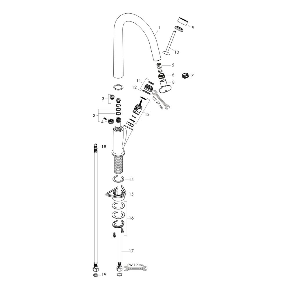 Hansgrohe AXOR Starck Einhebel-Küchenmischer, Schwenkauslauf, ComfortZone 300, Chro... HANSGROHE-10822000 4011097688541 (Abb. 2)