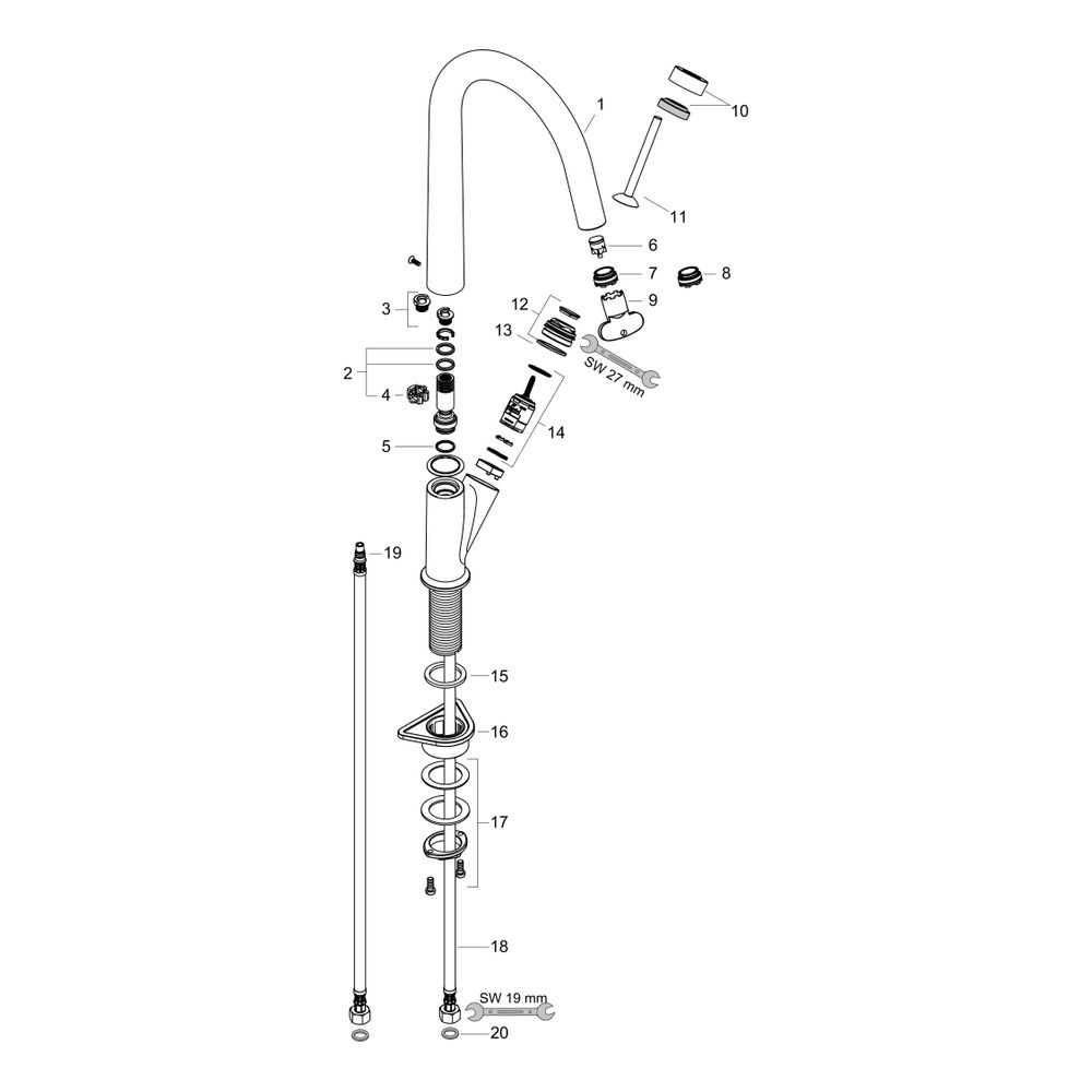 Hansgrohe AXOR Starck Einhebel-Küchenmischer, Schwenkauslauf, ComfortZone 300, Edel... HANSGROHE-10822800 4011097688558 (Abb. 2)
