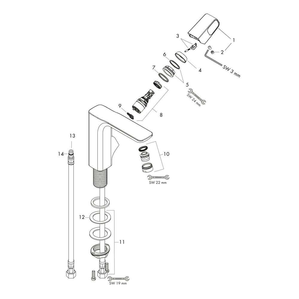 Hansgrohe AXOR Urquiola Einhebel-Waschtischmischer 130mm, 5l/min, Ablaufgarnitur, B... HANSGROHE-11021140 4011097866437 (Abb. 2)