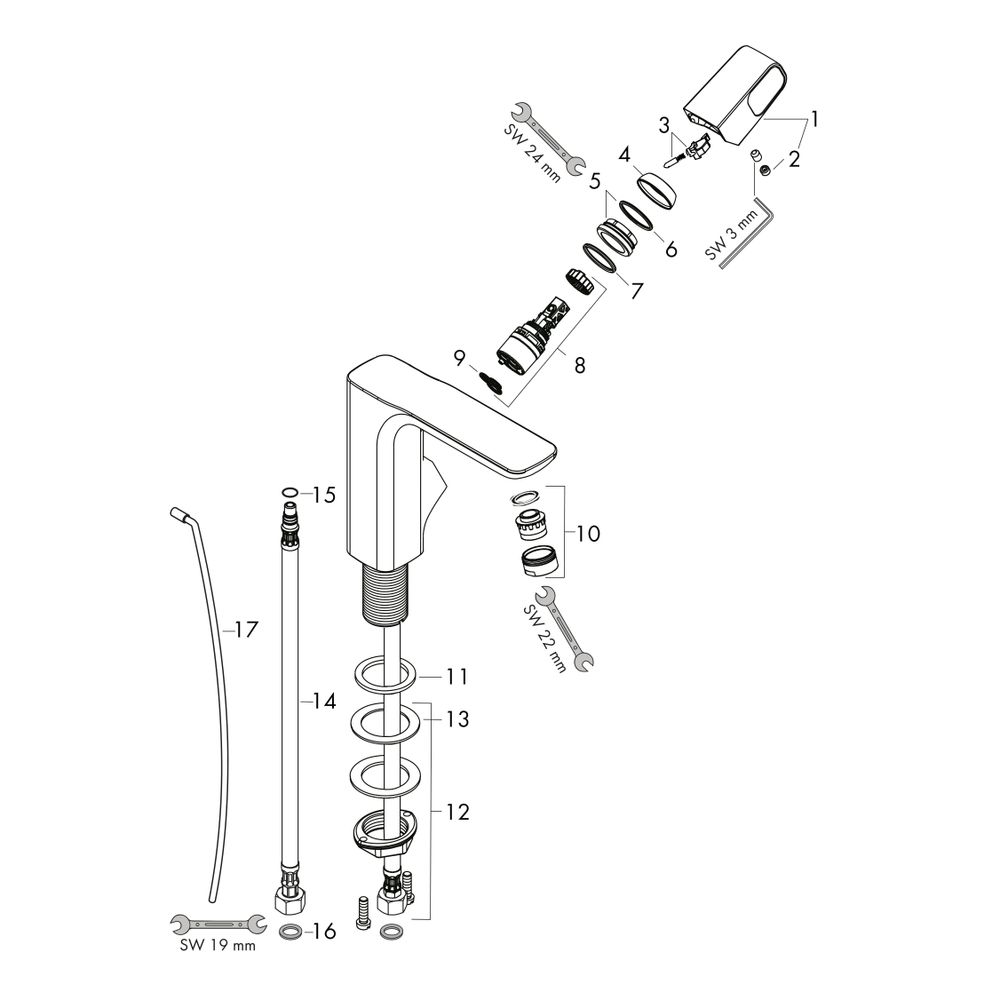 Hansgrohe AXOR Urquiola Einhebel-Waschtischmischer 110mm, 5l/min, für Handwaschbeck... HANSGROHE-11025000 4011097604503 (Abb. 2)