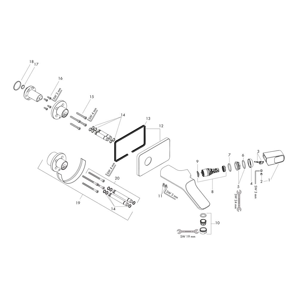 Hansgrohe AXOR Urquiola Einhebel-Waschtischmischer Unterputz, 5l/min, für Wandmonta... HANSGROHE-11026820 4011097867168 (Abb. 2)