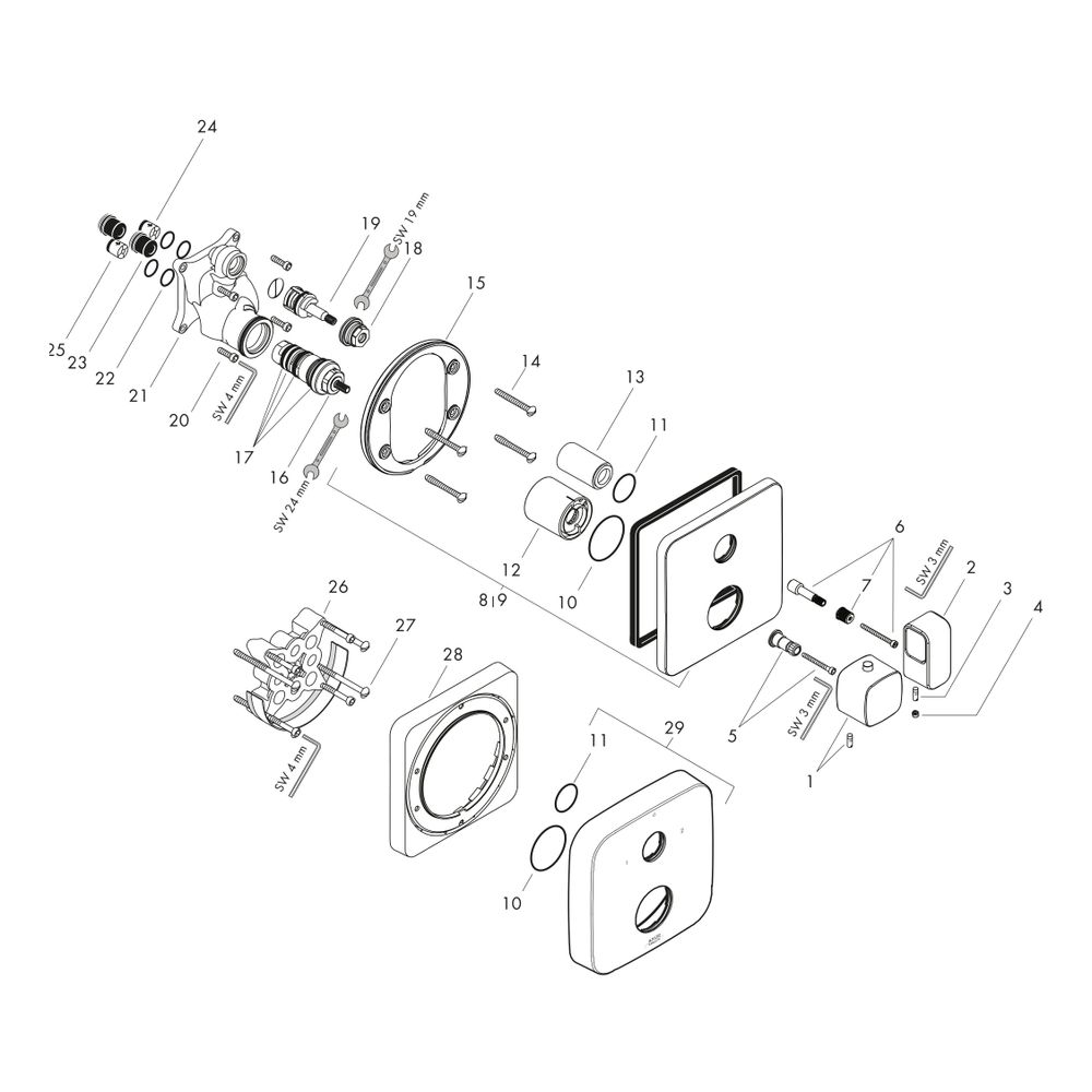 Hansgrohe AXOR Urquiola Thermostat Unterputz, 29l/min, Ab- und Umstellventil, Chrom... HANSGROHE-11733000 4011097597560 (Abb. 2)