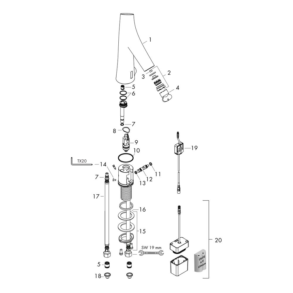 Hansgrohe AXOR Starck Organic Elektronik-Waschtischmischer, 5l/min, Temperaturvorei... HANSGROHE-12172000 4011097760780 (Abb. 2)
