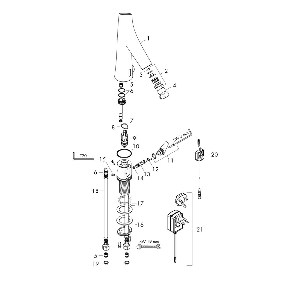 Hansgrohe AXOR Starck Organic Elektronik-Waschtischmischer, 5l/min, Temperaturregul... HANSGROHE-12173000 4011097760773 (Abb. 2)