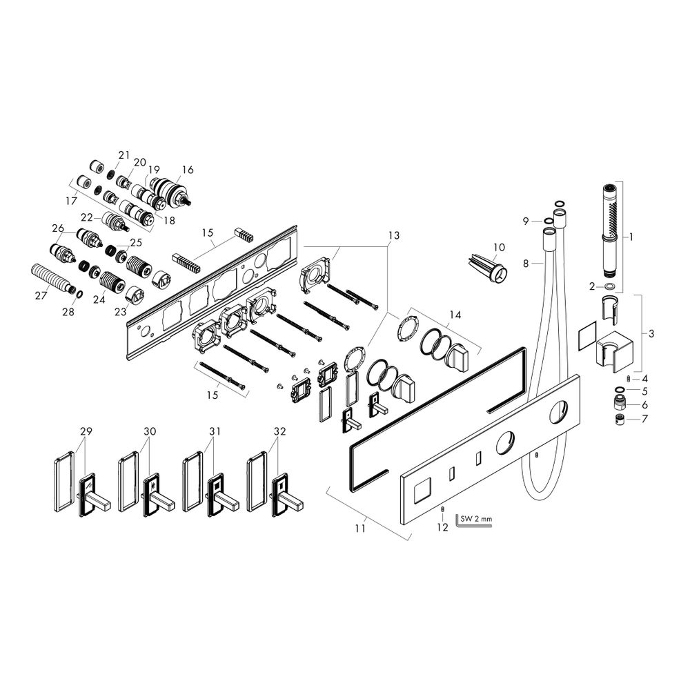 Hansgrohe AXOR ShowerComposition Thermostatmodul 470x110mm, Unterputz für 2 Verbrau... HANSGROHE-12571330 4059625500149 (Abb. 2)