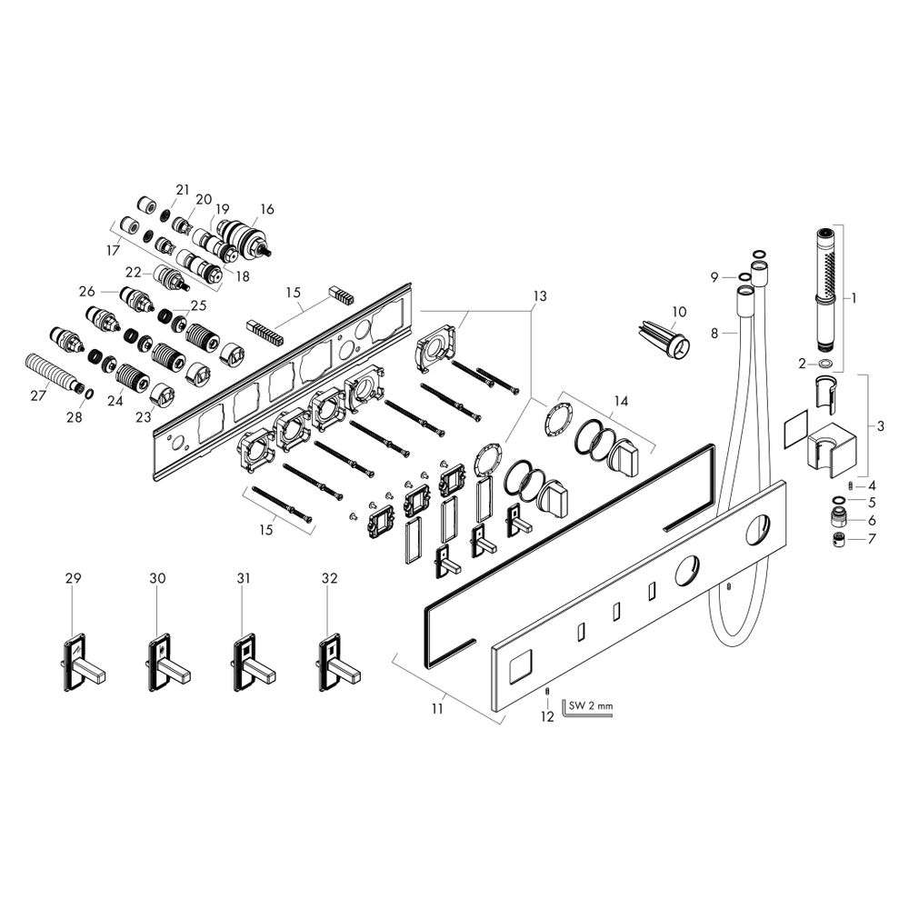 Hansgrohe AXOR ShowerComposition Thermostatmodul 540x110mm, Unterputz für 3 Verbrau... HANSGROHE-12572340 4059625500187 (Abb. 4)