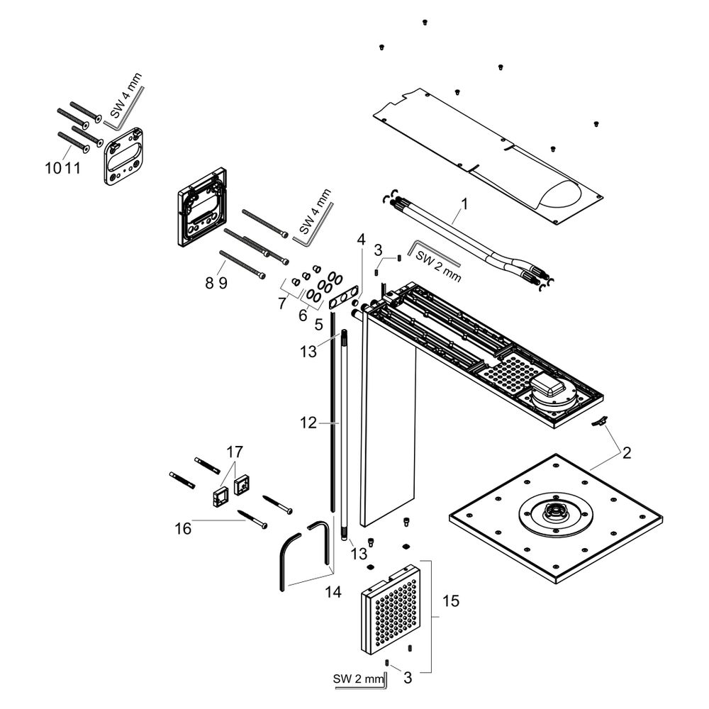 Hansgrohe AXOR ShowerComposition Brausenmodul, 21,6l/min, 250x250mm, 2jet, Schulter... HANSGROHE-12594000 4059625450239 (Abb. 4)