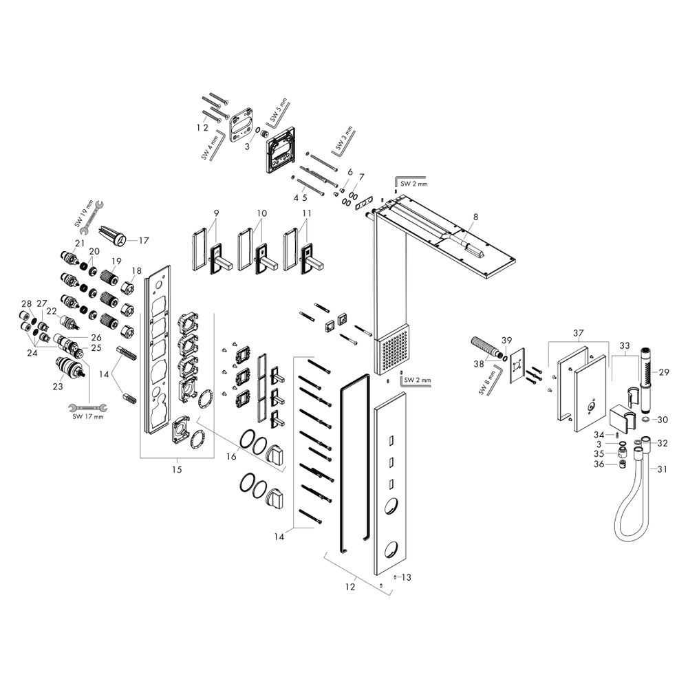 Hansgrohe AXOR ShowerComposition Duschpaneel, Thermostat, Kopfbrause 110x220mm, 1je... HANSGROHE-12595250 4059625533826 (Abb. 5)