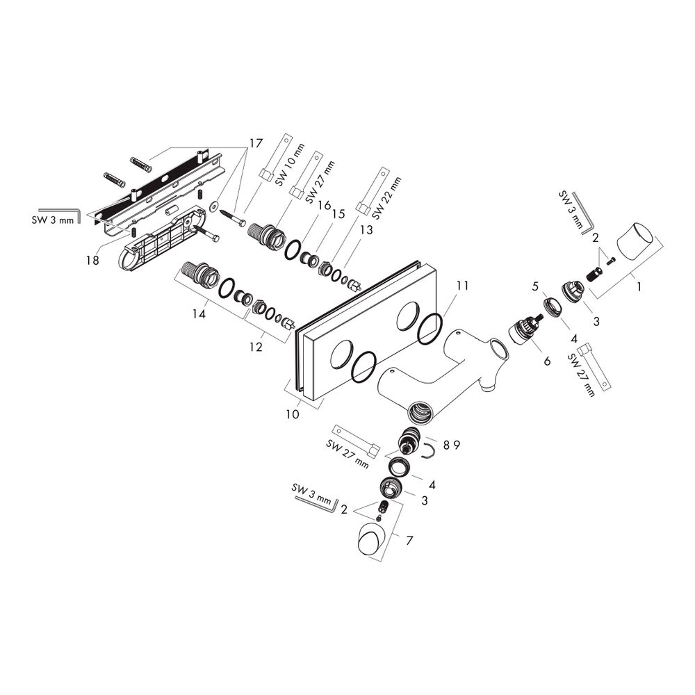 Hansgrohe AXOR Starck Organic Brausethermostat Aufputz, 17l/min, Chrom... HANSGROHE-12602000 4011097706658 (Abb. 2)