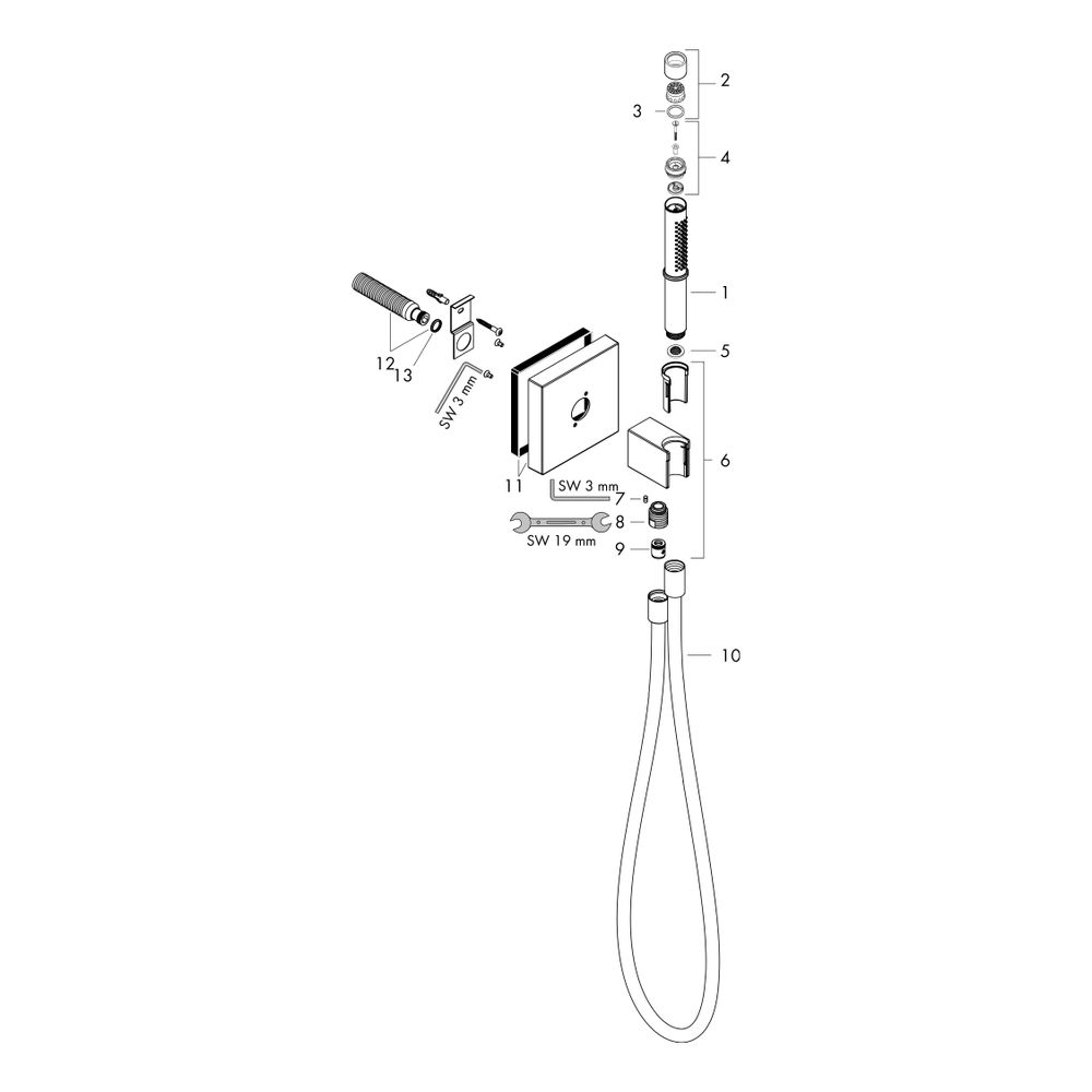 Hansgrohe AXOR Starck Portereinheit, 16,2l/min, 120x120mm, Stabhandbrause 2jet, Bra... HANSGROHE-12626000 4011097711102 (Abb. 2)