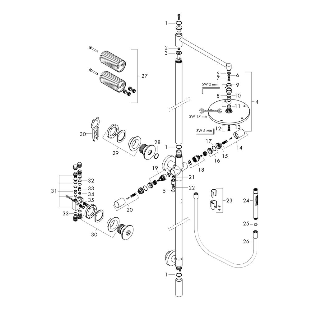 Hansgrohe AXOR Starck Nature Duschsäule, Kopfbrause 240mm, 1jet, DN 15, 12,2l/min, ... HANSGROHE-12670820 4059625435052 (Abb. 2)