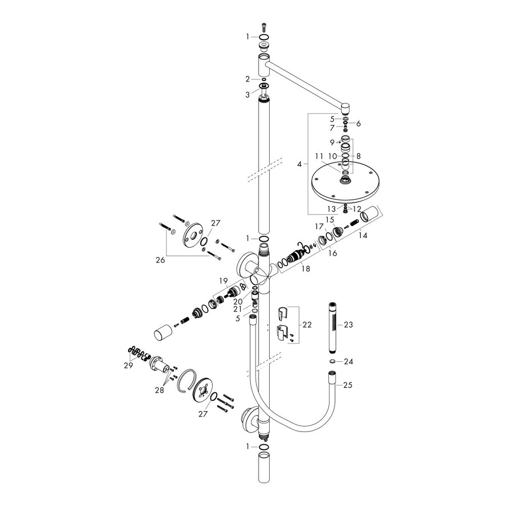 Hansgrohe AXOR Starck Duschsäule, Thermostat, Kopfbrause 240mm, 1jet, DN 15, Brushe... HANSGROHE-12672950 4059625435274 (Abb. 2)