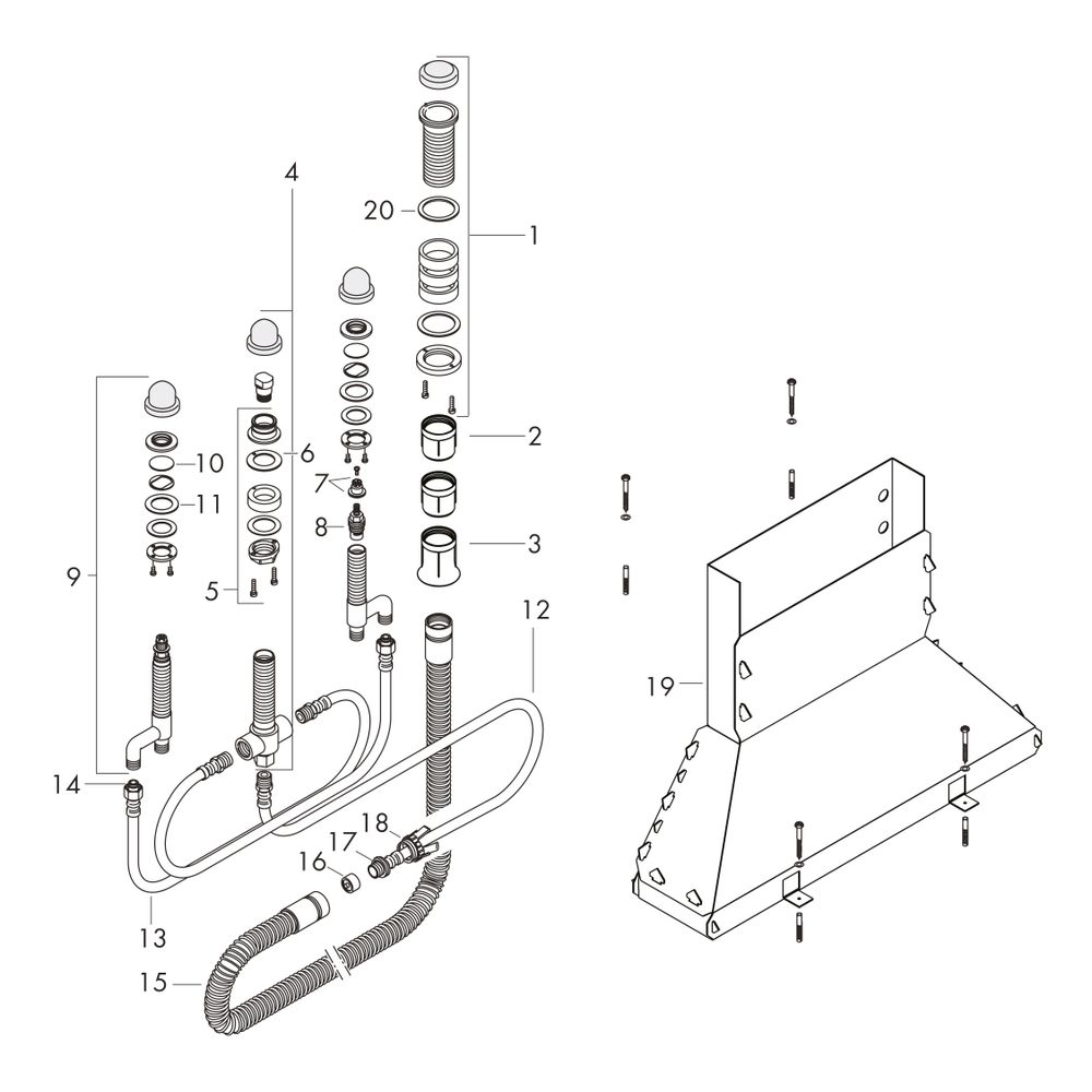 hansgrohe Grundkörper 4-Loch Wannenarmatur für Wannenrandmontage mit Secuflexbox... HANSGROHE-13444180 4011097140841 (Abb. 5)