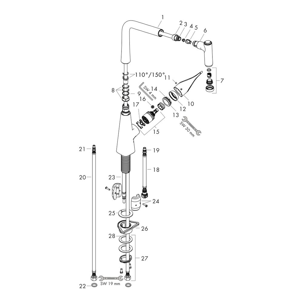 hansgrohe Metris M71 Einhebel-Küchenmischer 320mm 10l/min Chrom, mit Ausziehbrause,... HANSGROHE-14820000 4011097718378 (Abb. 3)