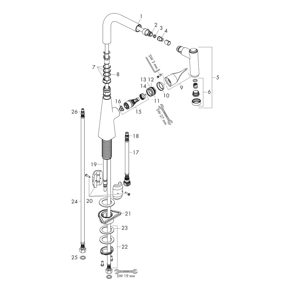 hansgrohe Metris M71 Einhebel-Küchenmischer 220mm 9l/min Chrom, mit Ausziehbrause, ... HANSGROHE-14834000 4011097823690 (Abb. 2)