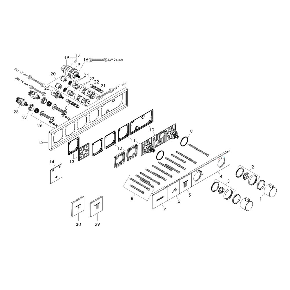 hansgrohe RainSelect Thermostat Unterputz für 2 Verbraucher, Schwarz/Chrom gebürste... HANSGROHE-15380340 4059625241691 (Abb. 2)