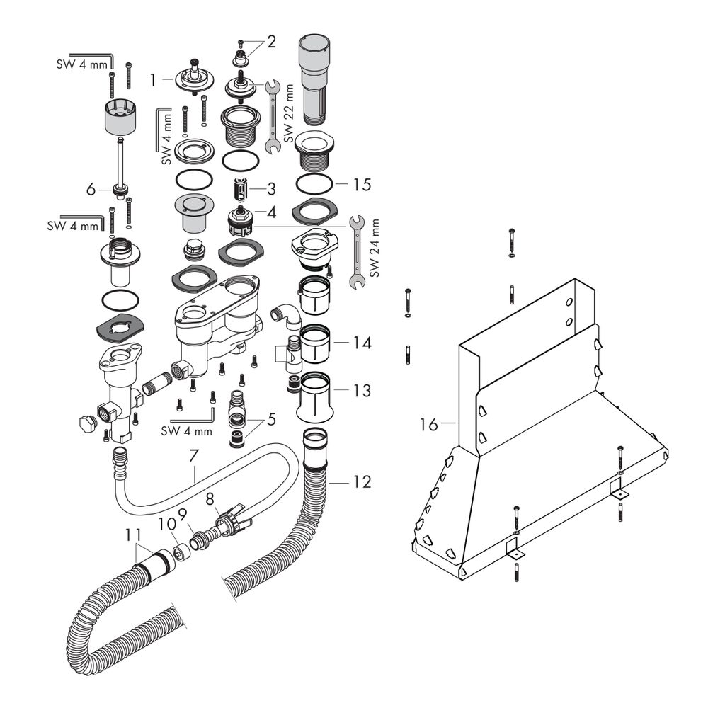 Hansgrohe AXOR Grundkörper für 4-Loch Wannenrandarmatur, Thermostat, DN 15, 1,10m... HANSGROHE-15482180 4059625077566 (Abb. 2)