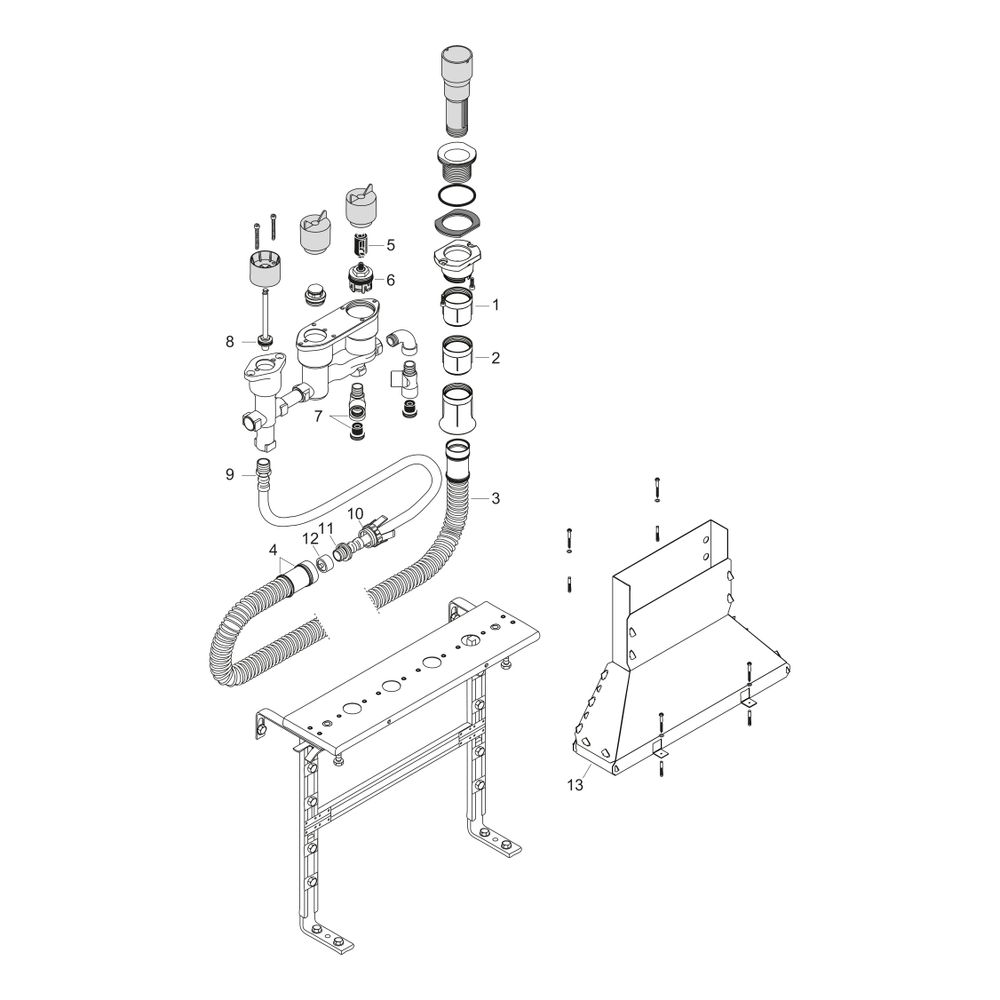 Hansgrohe AXOR Grundkörper für 4-Loch Fliesenrandarmatur, Thermostat, DN 15, 1,10m ... HANSGROHE-15483180 4059625077580 (Abb. 2)