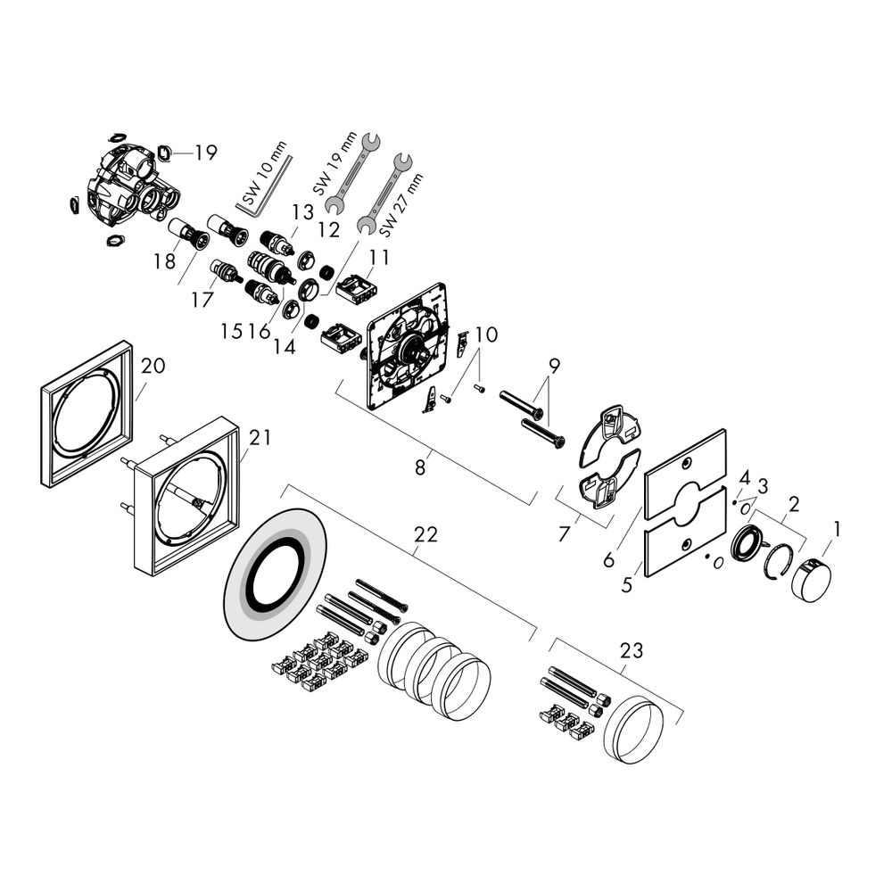 hansgrohe Shower Select Comfort E Thermostat Unterputz Mattweiß für 2 Verbraucher 2... HANSGROHE-15572670 4059625465592 (Abb. 3)