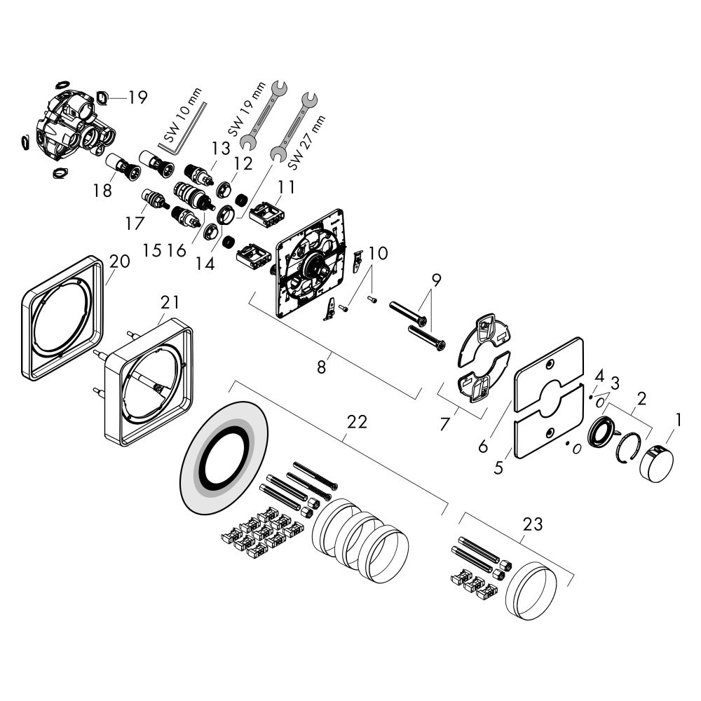 Hansgrohe ShowerSelect Comfort Q Thermostat Unterputz, 22,1l/min, für 2 Verbraucher... HANSGROHE-15583340 4059625466681 (Abb. 2)