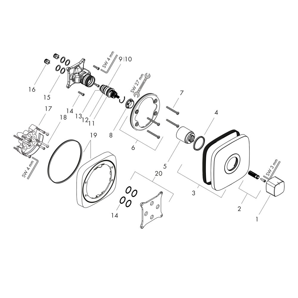 hansgrohe Ecostat E Thermostat Unterputz, Chrom... HANSGROHE-15705000 4011097741727 (Abb. 2)