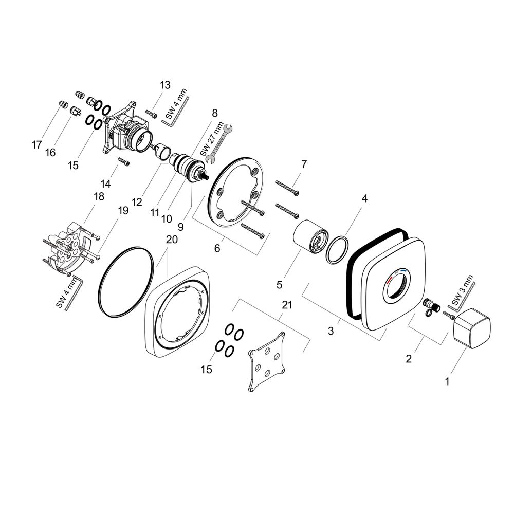 hansgrohe Ecostat E Thermostat HighFlow Unterputz, Chrom... HANSGROHE-15706000 4011097741710 (Abb. 2)