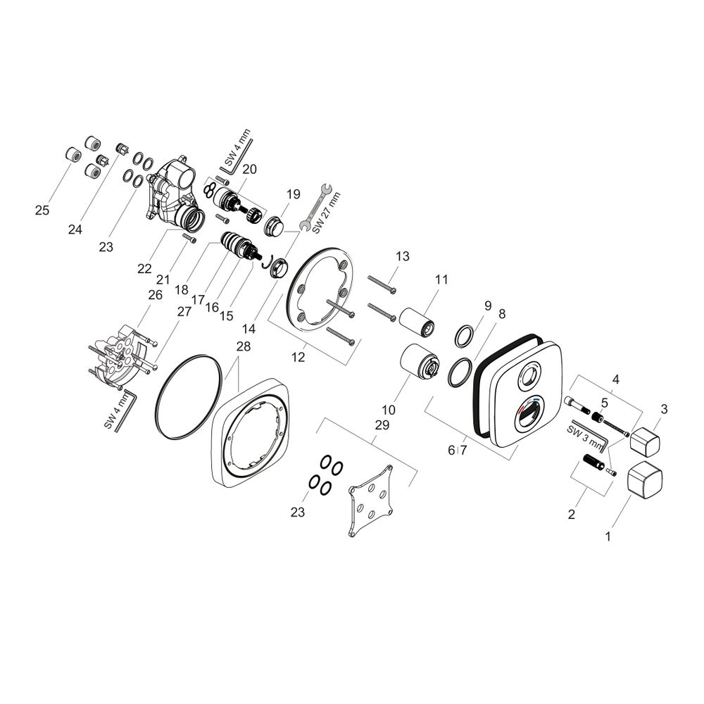 hansgrohe Ecostat E Thermostat Unterputz für 2 Verbraucher, Chrom... HANSGROHE-15708000 4011097741697 (Abb. 2)