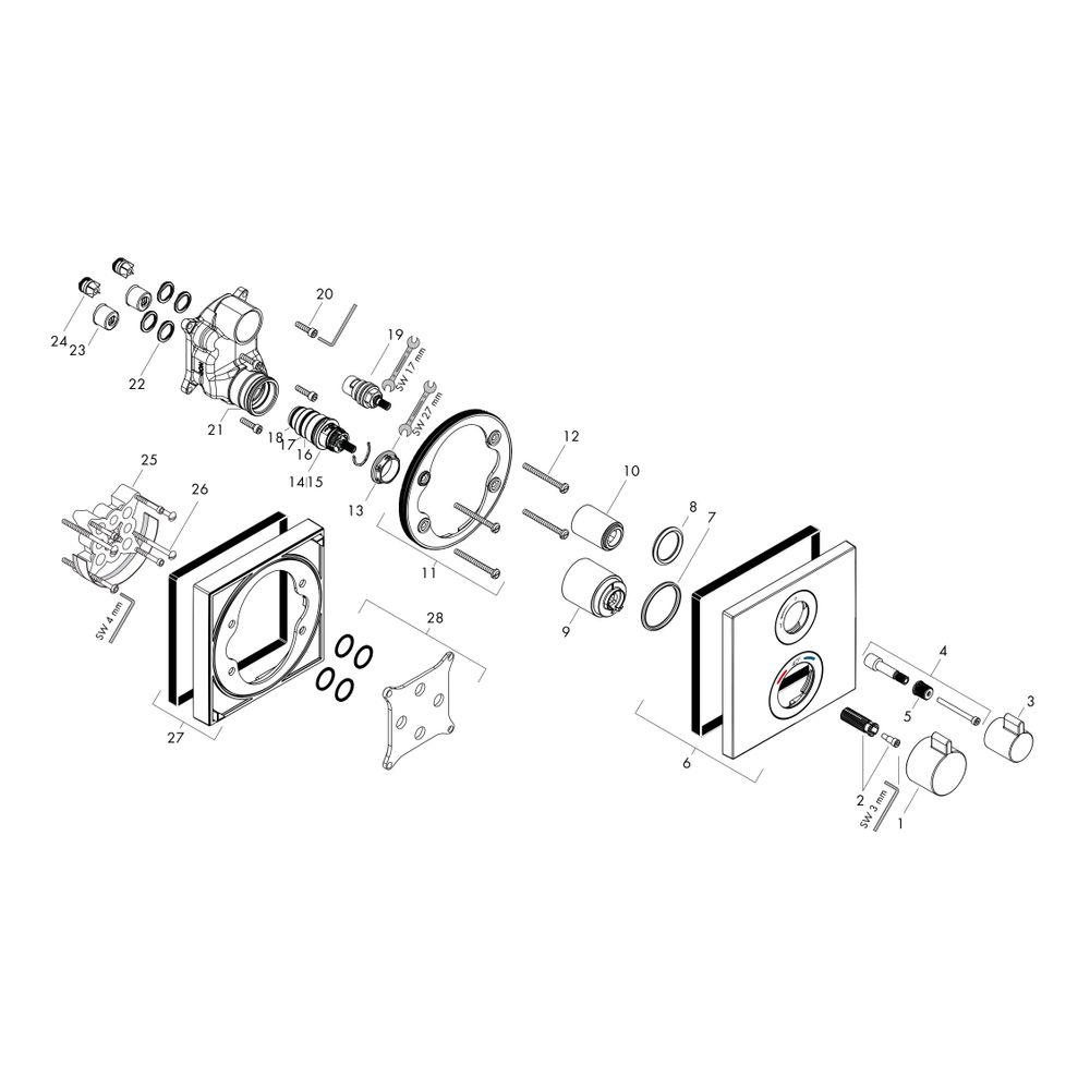 hansgrohe Ecostat Square Thermostat Unterputz Chrom 26,5l/min für 1 Verbraucher... HANSGROHE-15712000 4059625028728 (Abb. 3)