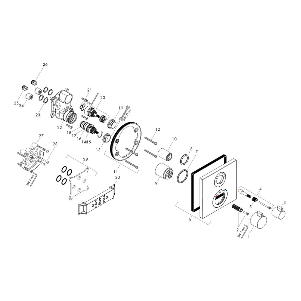 hansgrohe Ecostat Square Thermostat Unterputz Gold poliert 29l/min für 2 Verbrauche... HANSGROHE-15714990 4059625230282 (Abb. 2)