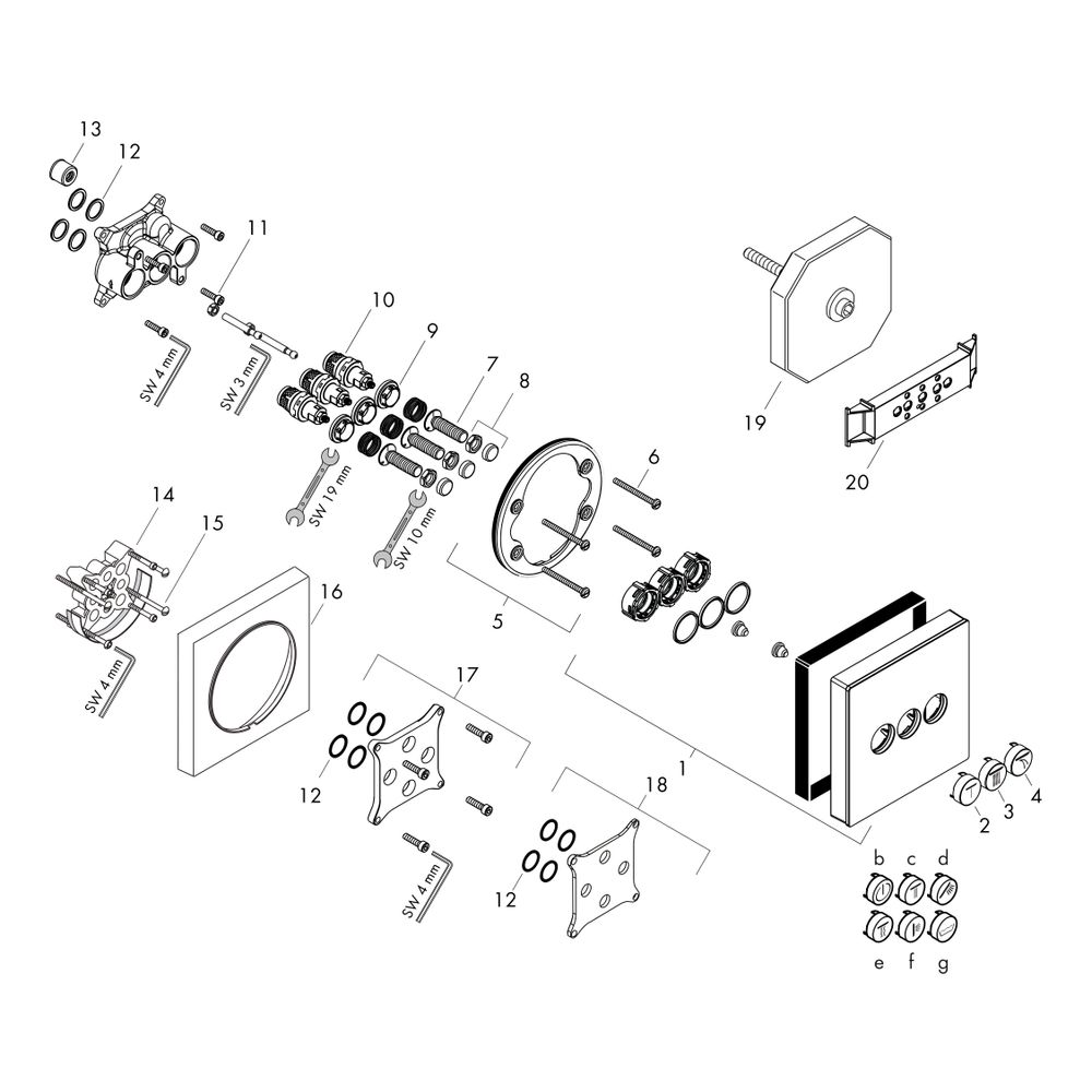 hansgrohe Shower Select Glas Ventil Unterputz Weiß/Chrom für 3 Verbraucher... HANSGROHE-15736400 4011097777504 (Abb. 2)