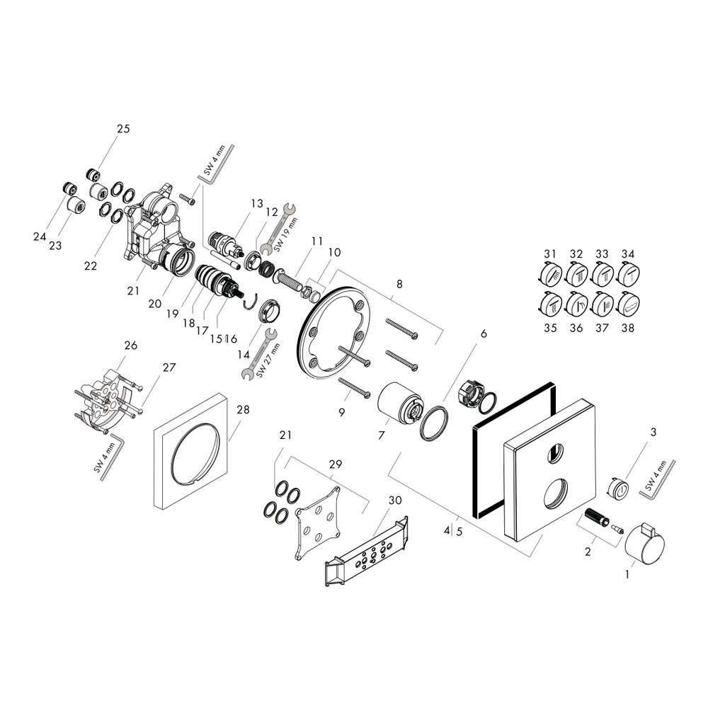 hansgrohe Shower Select Glas Thermostat Unterputz Weiß/Chrom für 1 Verbraucher... HANSGROHE-15737400 4011097777498 (Abb. 2)