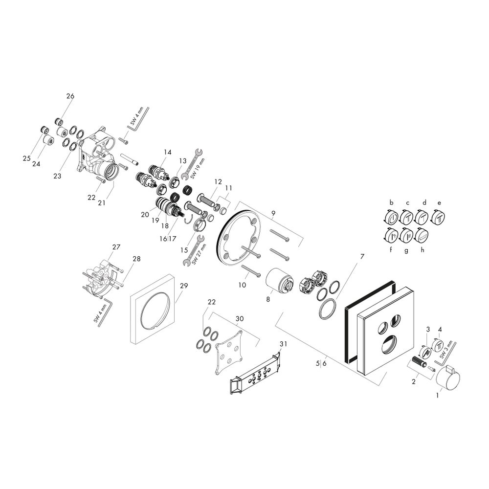 hansgrohe Shower Select Glas Thermostat Unterputz Weiß/Chrom für 2 Verbraucher... HANSGROHE-15738400 4011097777481 (Abb. 2)