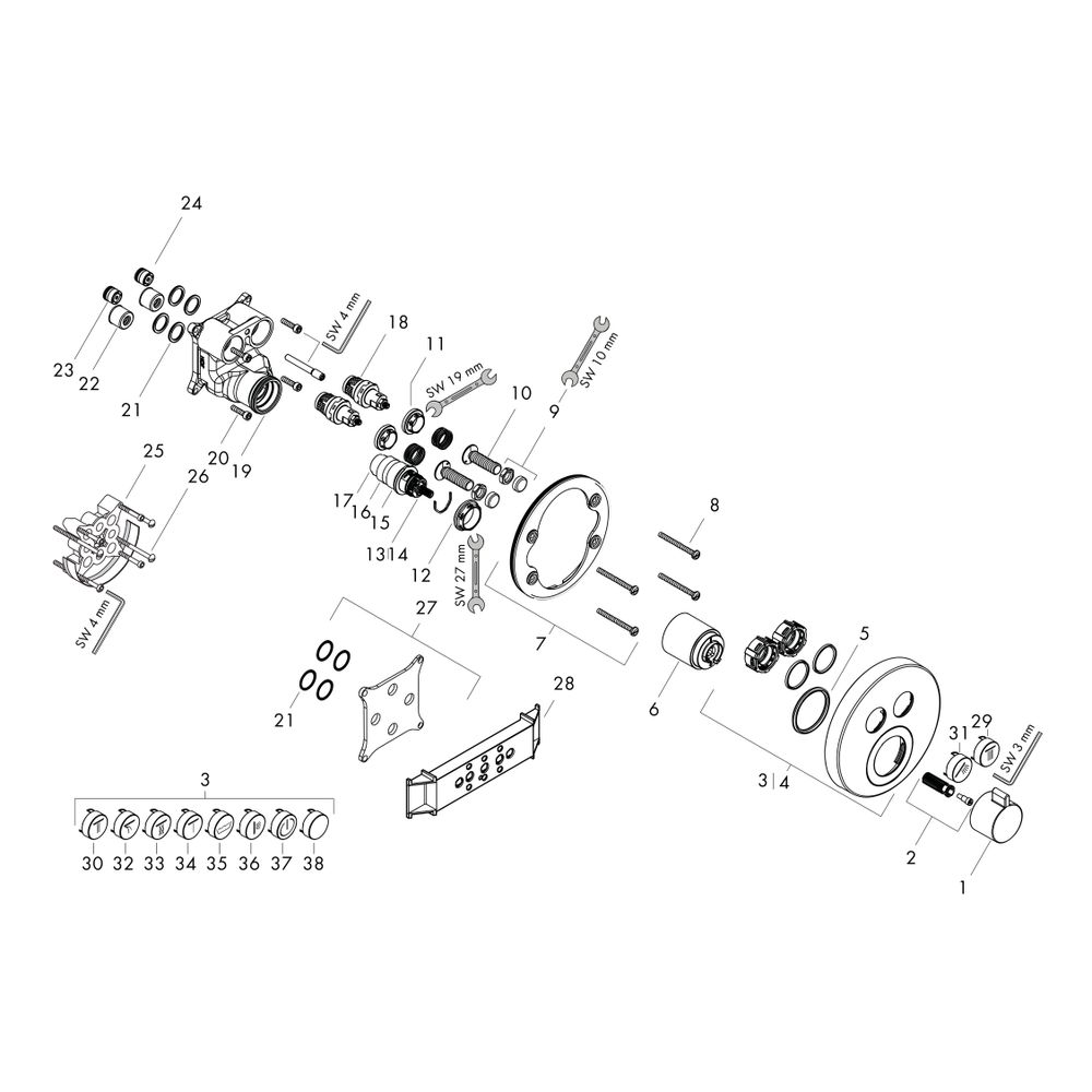 hansgrohe Shower Select S Thermostat Unterputz, Mattschwarz für 2 Verbraucher... HANSGROHE-15743670 4059625266069 (Abb. 2)