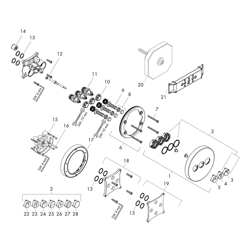 hansgrohe Shower Select S Ventil Unterputz Chrom für 3 Verbraucher... HANSGROHE-15745000 4011097741321 (Abb. 2)
