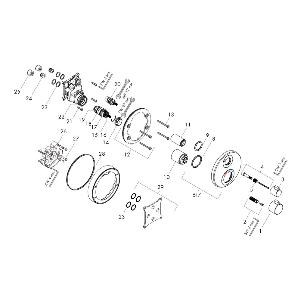 hansgrohe Ecostat S Thermostat Unterputz Chrom 26,5l/min für 1 Verbraucher... HANSGROHE-15757000 4011097741666 (Abb. 2)