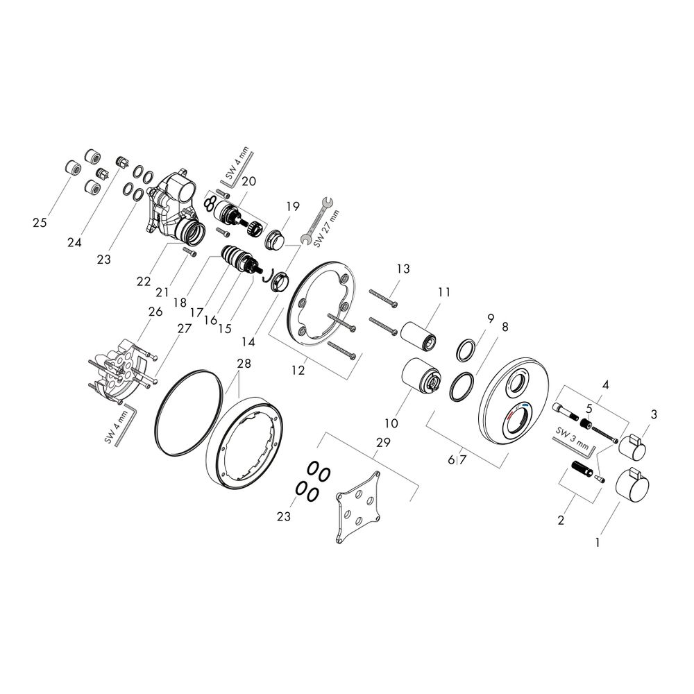 hansgrohe Ecostat S Thermostat Unterputz Chrom 29l/min für 2 Verbraucher... HANSGROHE-15758000 4011097741659 (Abb. 2)