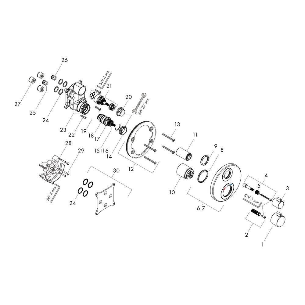 hansgrohe Ecostat S Thermostat Unterputz Bronze gebürstet 29l/min für 2 Verbraucher... HANSGROHE-15758140 4059625155028 (Abb. 2)