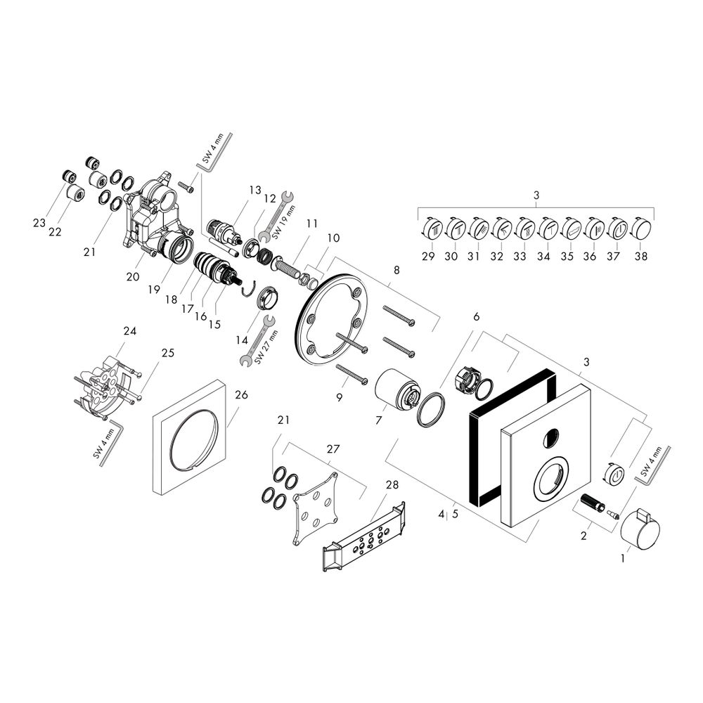 hansgrohe Shower Select Thermostat Unterputz Chrom für 1 Verbraucher... HANSGROHE-15762000 4011097719856 (Abb. 2)