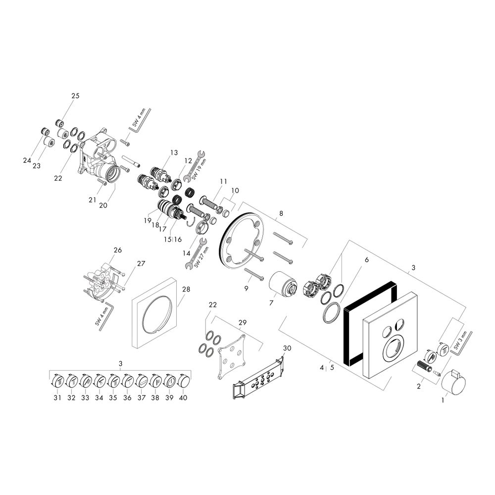 hansgrohe Shower Select Thermostat Unterputz Chrom für 2 Verbraucher... HANSGROHE-15763000 4011097719849 (Abb. 4)