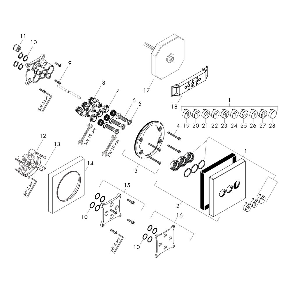 hansgrohe Shower Select Ventil Unterputz Chrom für 3 Verbraucher... HANSGROHE-15764000 4011097719832 (Abb. 2)