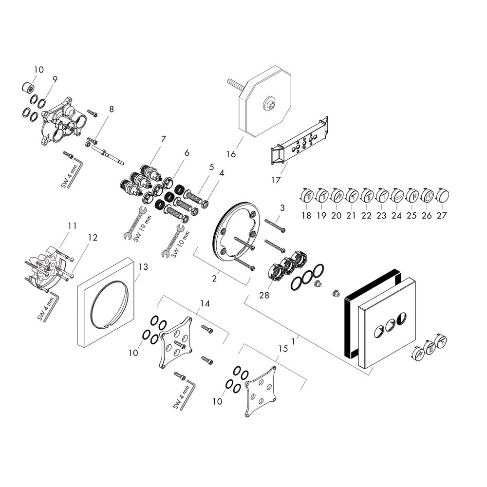 hansgrohe Shower Select Ventil Unterputz Mattweiß für 3 Verbraucher... HANSGROHE-15764700 4059625355732 (Abb. 2)
