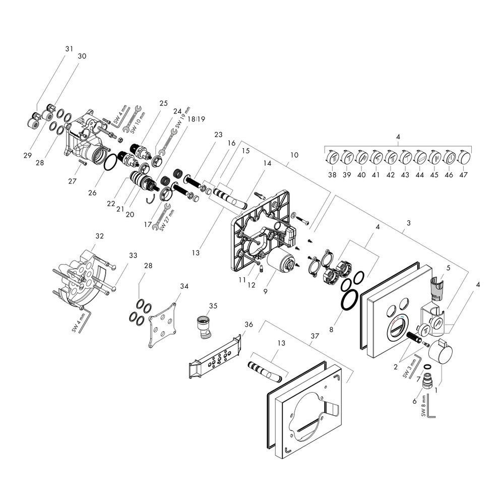 hansgrohe Shower Select Thermostat Unterputz Chrom für 2 Verbraucher mit Schlauchan... HANSGROHE-15765000 4011097719825 (Abb. 2)